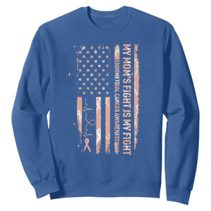 American Flag Endometrial Cancer Support Sweatshirt My Moms Fight My Fight TS12 Royal Blue Print Your Wear