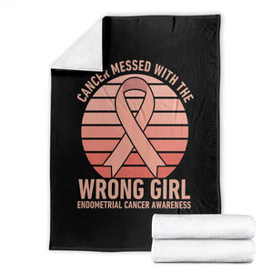 Cancer Messed With The Wrong Girl Throw Blanket Endometrial Cancer Warrior TS12 Black Print Your Wear