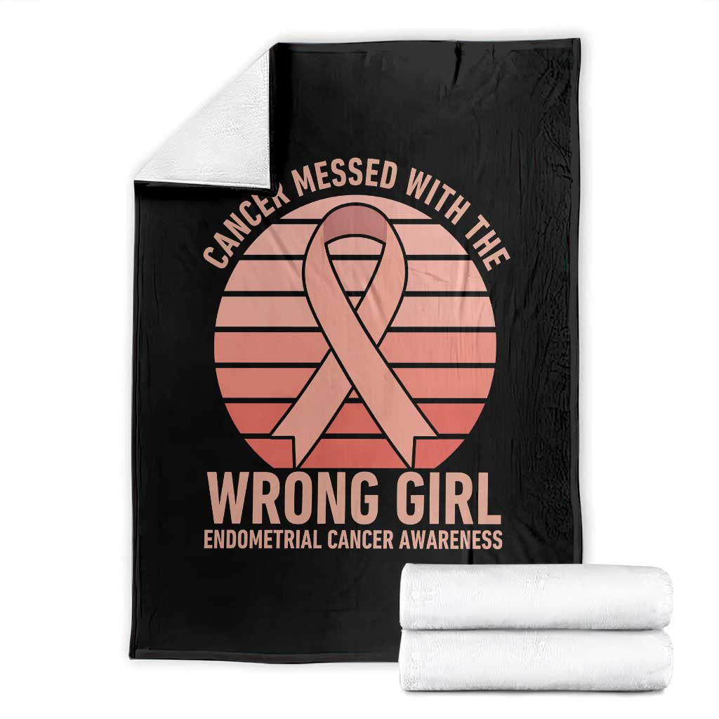 Cancer Messed With The Wrong Girl Throw Blanket Endometrial Cancer Warrior TS12 Black Print Your Wear