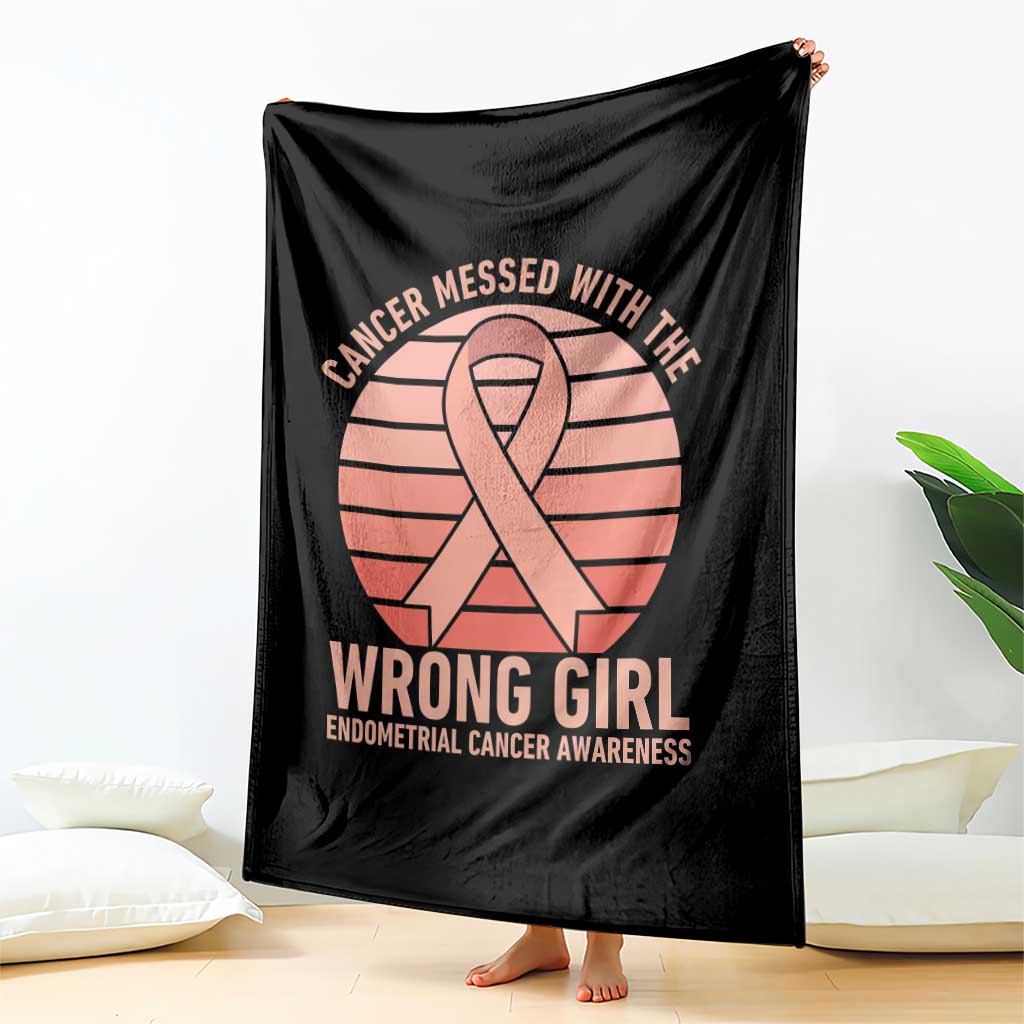 Cancer Messed With The Wrong Girl Throw Blanket Endometrial Cancer Warrior TS12 Print Your Wear