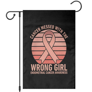 Cancer Messed With The Wrong Girl Garden Flag Endometrial Cancer Warrior TS12 Black Print Your Wear