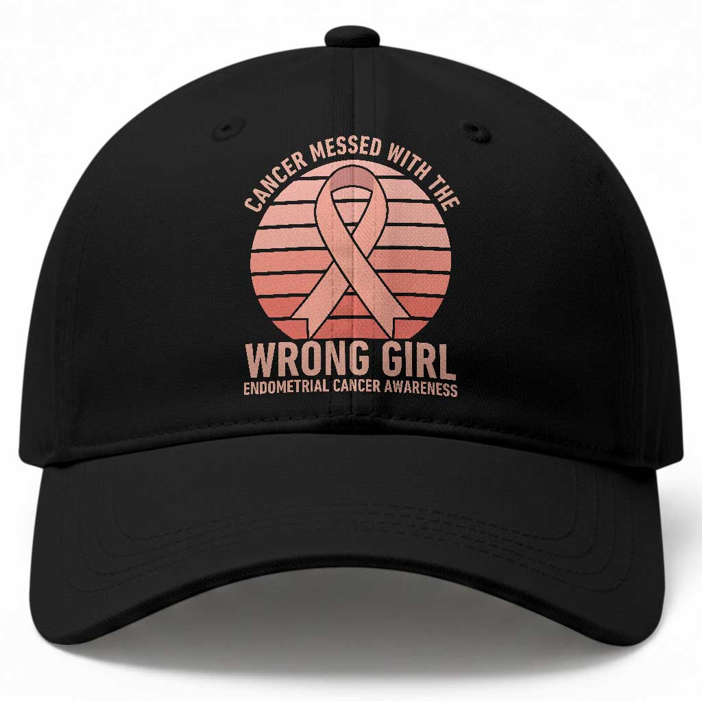 Cancer Messed With The Wrong Girl Baseball Cap Endometrial Cancer Warrior TS12 Print Your Wear