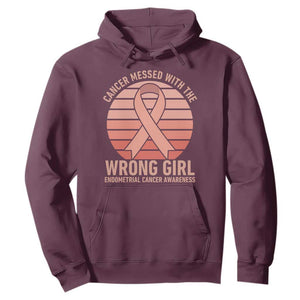 Cancer Messed With The Wrong Girl Hoodie Endometrial Cancer Warrior TS12 Maroon Print Your Wear