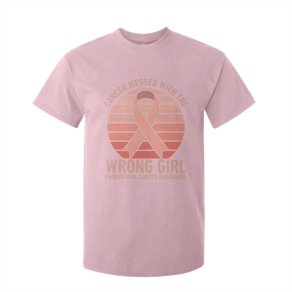 Cancer Messed With The Wrong Girl T Shirt For Kid Endometrial Cancer Warrior TS12 Light Pink Print Your Wear