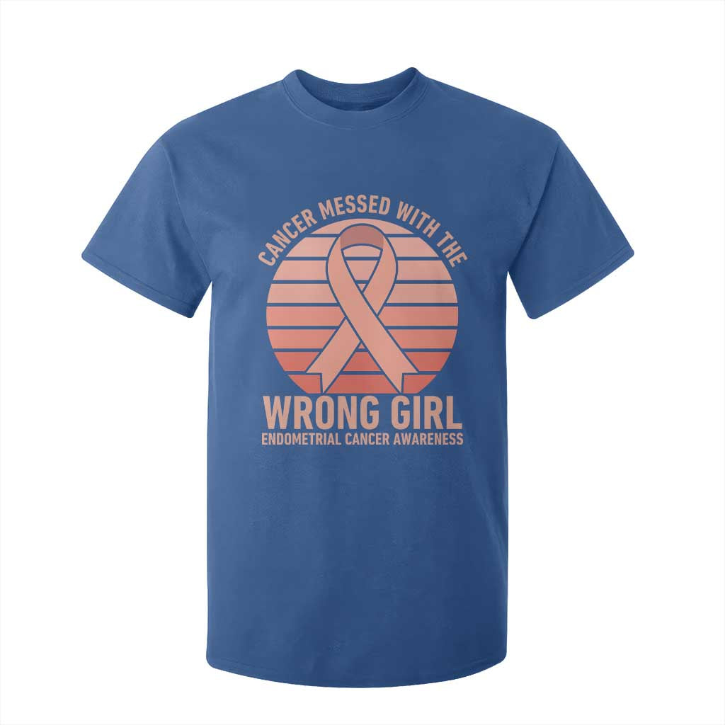 Cancer Messed With The Wrong Girl T Shirt For Kid Endometrial Cancer Warrior TS12 Royal Blue Print Your Wear