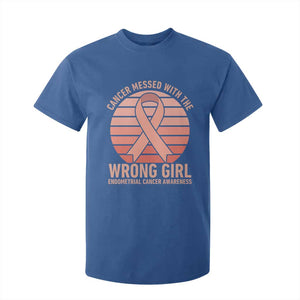 Cancer Messed With The Wrong Girl T Shirt For Kid Endometrial Cancer Warrior TS12 Royal Blue Print Your Wear