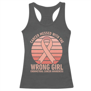 Cancer Messed With The Wrong Girl Racerback Tank Top Endometrial Cancer Warrior TS12 Dark Heather Print Your Wear
