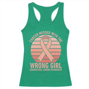 Cancer Messed With The Wrong Girl Racerback Tank Top Endometrial Cancer Warrior TS12 Irish Green Print Your Wear