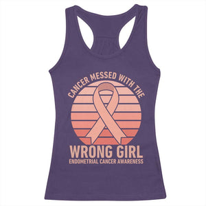 Cancer Messed With The Wrong Girl Racerback Tank Top Endometrial Cancer Warrior TS12 Purple Print Your Wear