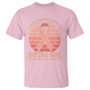 Cancer Messed With The Wrong Girl T Shirt Endometrial Cancer Warrior TS12 Light Pink Print Your Wear