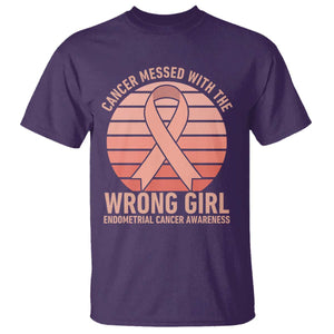 Cancer Messed With The Wrong Girl T Shirt Endometrial Cancer Warrior TS12 Purple Print Your Wear