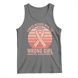 Cancer Messed With The Wrong Girl Tank Top Endometrial Cancer Warrior TS12 Black Heather Print Your Wear