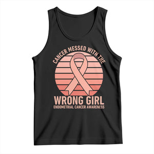 Cancer Messed With The Wrong Girl Tank Top Endometrial Cancer Warrior TS12 Black Print Your Wear