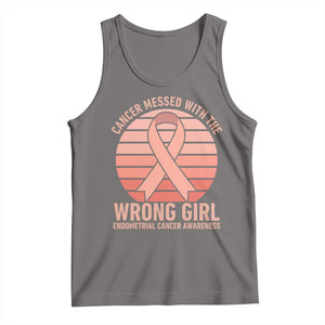 Cancer Messed With The Wrong Girl Tank Top Endometrial Cancer Warrior TS12 Deep Heather Print Your Wear
