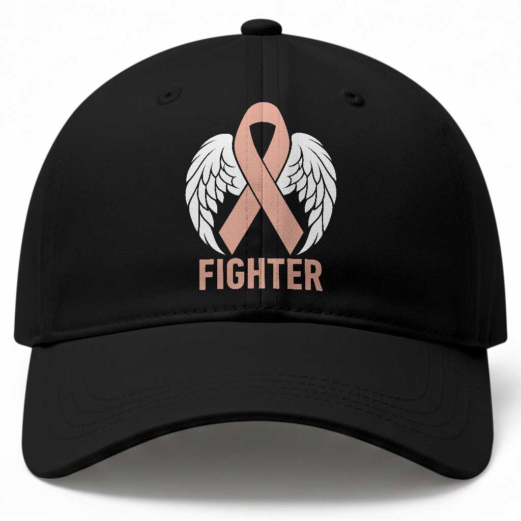 Endometrial Cancer Fighter Baseball Cap Peach Ribbon Angel Wings Survivor TS12 Print Your Wear