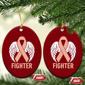 Endometrial Cancer Fighter Ceramic Ornament Peach Ribbon Angel Wings Survivor TS12 Print Your Wear