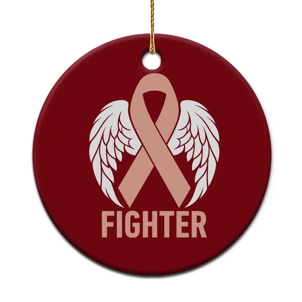 Endometrial Cancer Fighter Ceramic Ornament Peach Ribbon Angel Wings Survivor TS12 1pc Red Print Your Wear