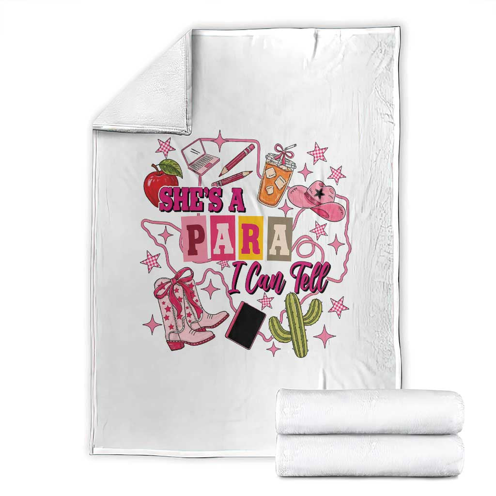 Funny Western Teacher Aide Graphic Throw Blanket She's A Para I Can Tell TS12 White Print Your Wear