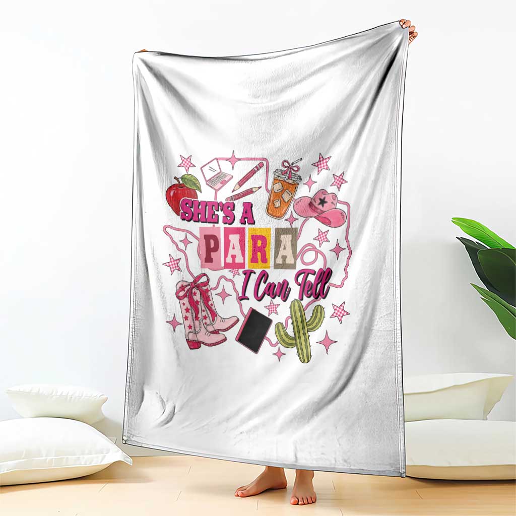 Funny Western Teacher Aide Graphic Throw Blanket She's A Para I Can Tell TS12 Print Your Wear