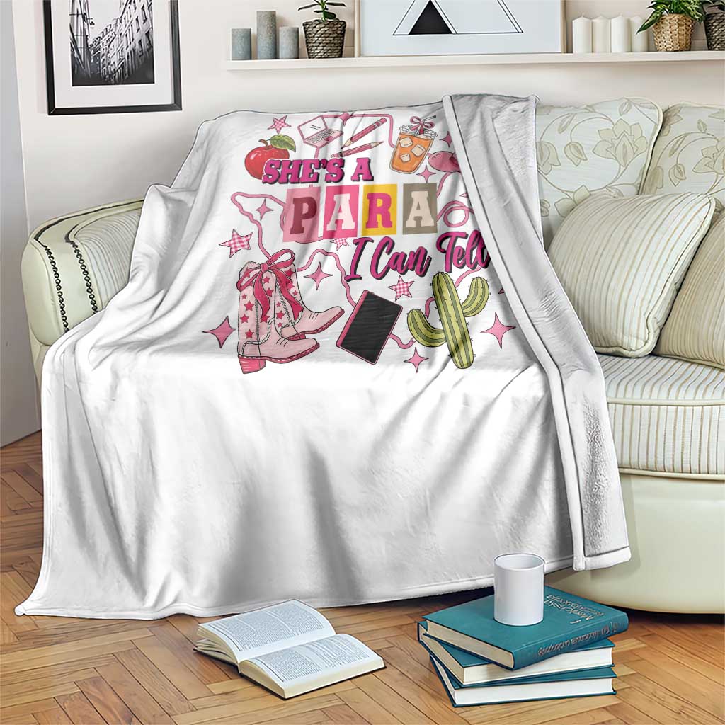 Funny Western Teacher Aide Graphic Throw Blanket She's A Para I Can Tell TS12 Print Your Wear