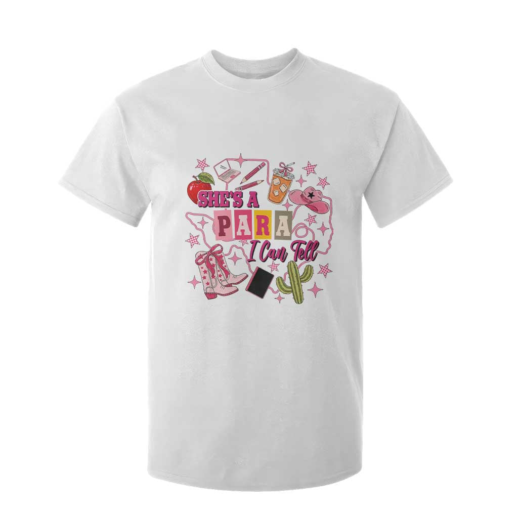Funny Western Teacher Aide Graphic T Shirt For Kid She's A Para I Can Tell TS12 White Print Your Wear
