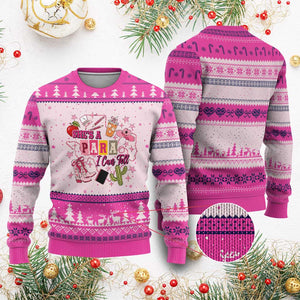 Funny Western Teacher Aide Graphic Ugly Christmas Sweater She's A Para I Can Tell TS12 Hot Pink Print Your Wear