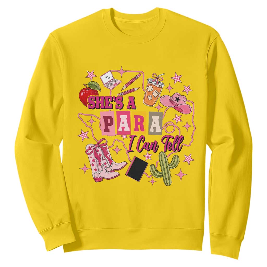 Funny Western Teacher Aide Graphic Sweatshirt She's A Para I Can Tell TS12 Daisy Print Your Wear