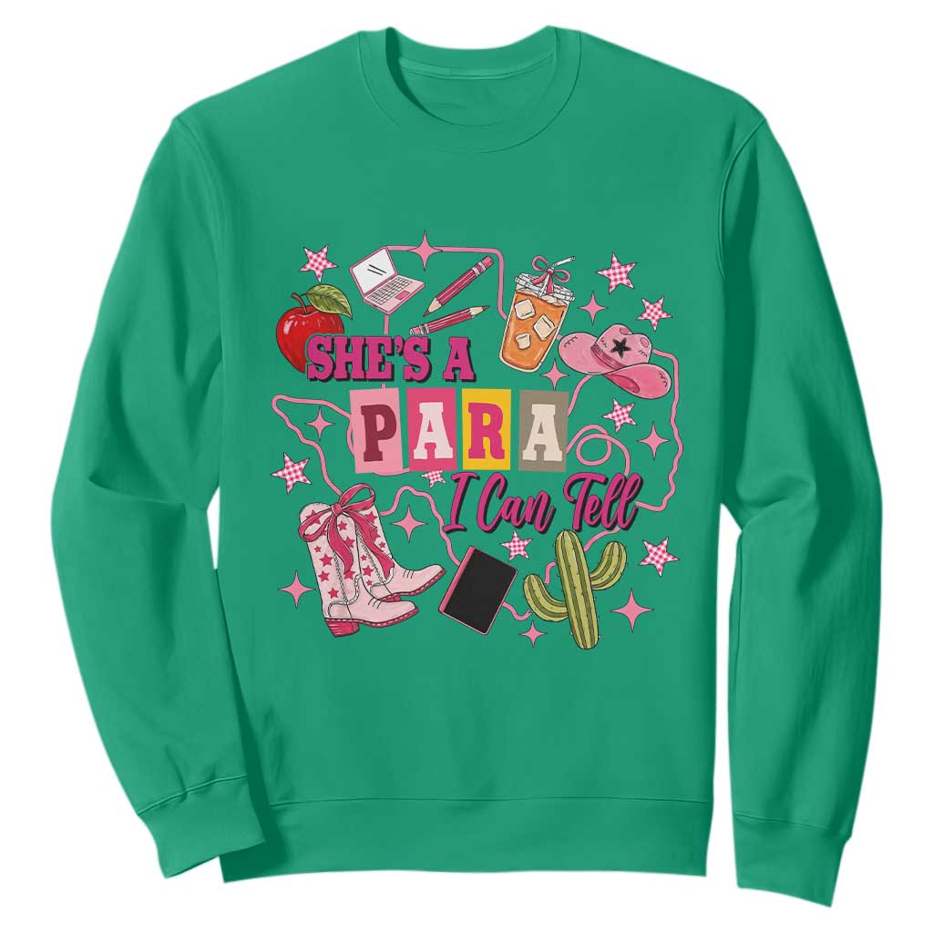 Funny Western Teacher Aide Graphic Sweatshirt She's A Para I Can Tell TS12 Irish Green Print Your Wear