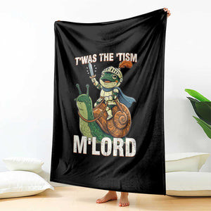 Funny Medieval Knight Frog Meme With Sword Throw Blanket Twas The Tism MLord TS12 Print Your Wear