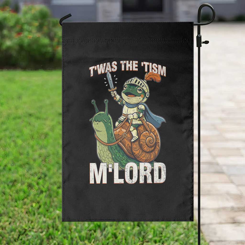 Funny Medieval Knight Frog Meme With Sword Garden Flag Twas The Tism MLord TS12 Print Your Wear
