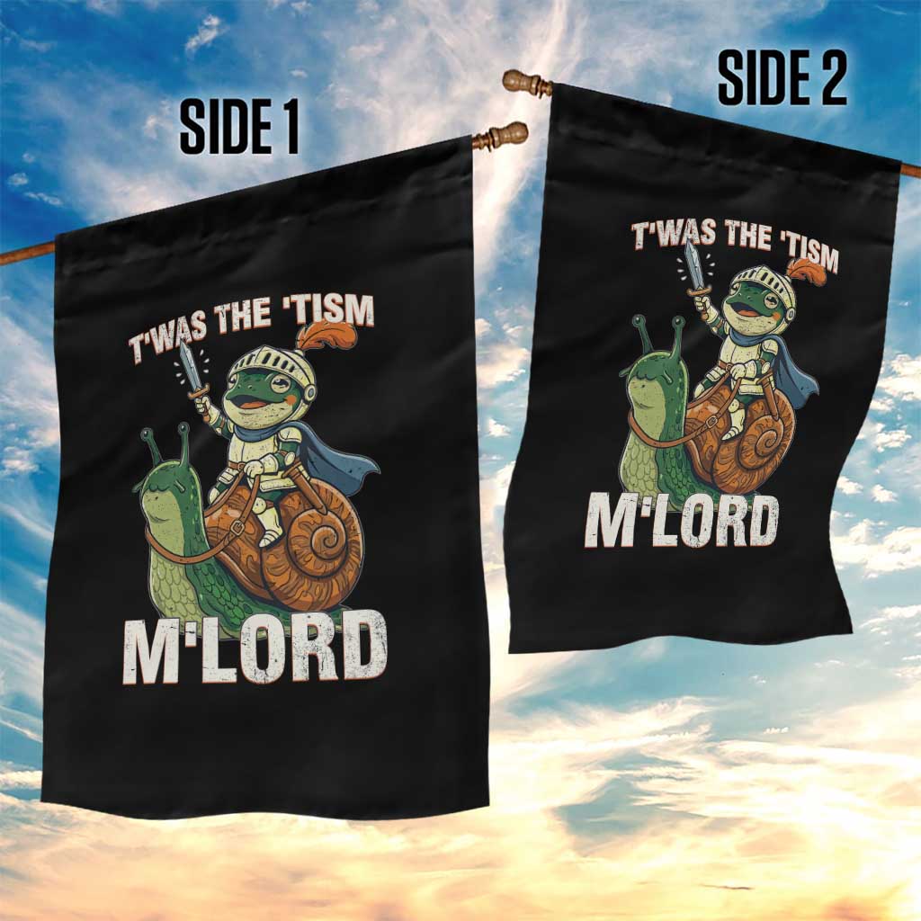 Funny Medieval Knight Frog Meme With Sword Garden Flag Twas The Tism MLord TS12 Print Your Wear