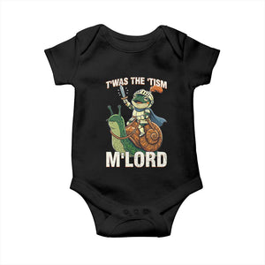 Funny Medieval Knight Frog Meme With Sword Baby Onesie Twas The Tism MLord TS12 Black Print Your Wear