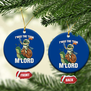 Funny Medieval Knight Frog Meme With Sword Ceramic Ornament Twas The Tism MLord TS12 1pc Blue Print Your Wear