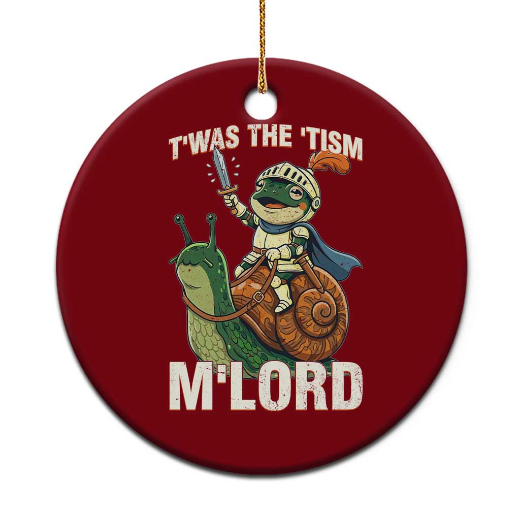 Funny Medieval Knight Frog Meme With Sword Ceramic Ornament Twas The Tism MLord TS12 1pc Red Print Your Wear