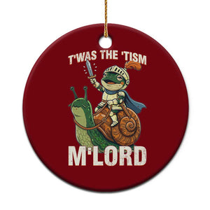Funny Medieval Knight Frog Meme With Sword Ceramic Ornament Twas The Tism MLord TS12 1pc Red Print Your Wear