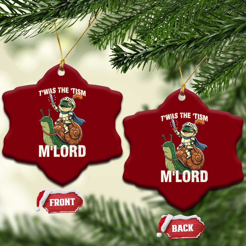 Funny Medieval Knight Frog Meme With Sword Ceramic Ornament Twas The Tism MLord TS12 Print Your Wear