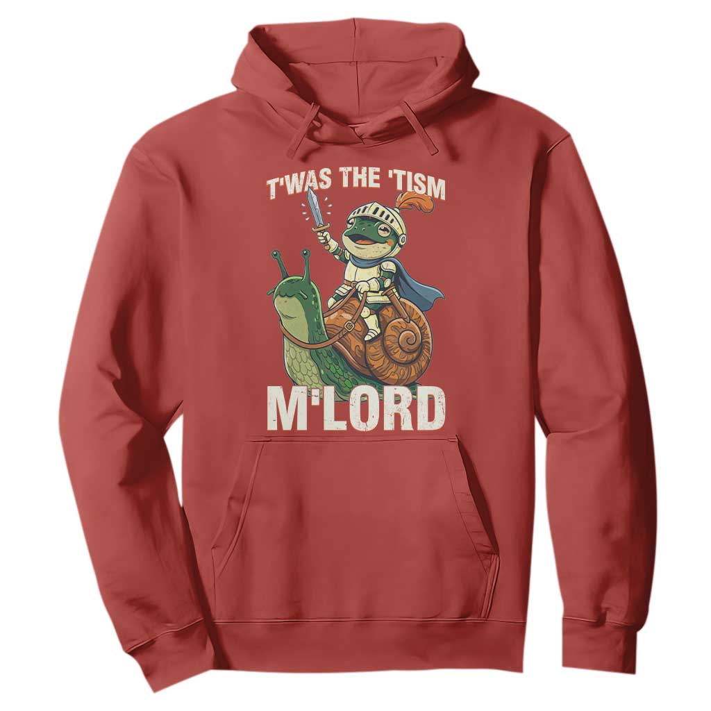 Funny Medieval Knight Frog Meme With Sword Hoodie Twas The Tism MLord TS12 Red Print Your Wear