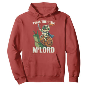 Funny Medieval Knight Frog Meme With Sword Hoodie Twas The Tism MLord TS12 Red Print Your Wear