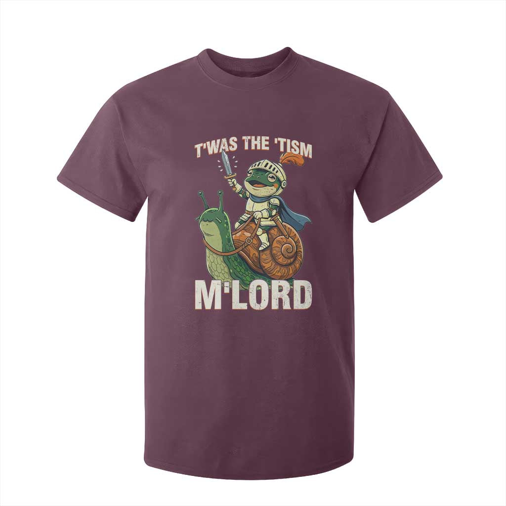 Funny Medieval Knight Frog Meme With Sword T Shirt For Kid Twas The Tism MLord TS12 Maroon Print Your Wear