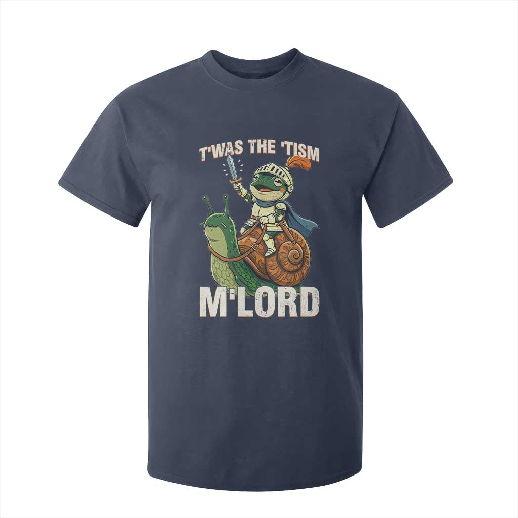 Funny Medieval Knight Frog Meme With Sword T Shirt For Kid Twas The Tism MLord TS12 Navy Print Your Wear