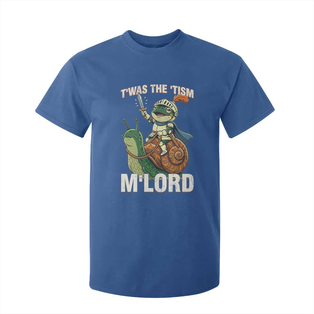 Funny Medieval Knight Frog Meme With Sword T Shirt For Kid Twas The Tism MLord TS12 Royal Blue Print Your Wear