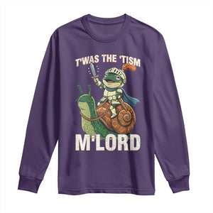 Funny Medieval Knight Frog Meme With Sword Long Sleeve Shirt Twas The Tism MLord TS12 Purple Print Your Wear