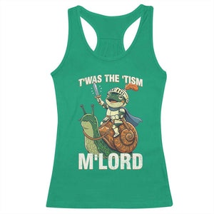 Funny Medieval Knight Frog Meme With Sword Racerback Tank Top Twas The Tism MLord TS12 Irish Green Print Your Wear