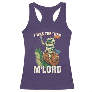 Funny Medieval Knight Frog Meme With Sword Racerback Tank Top Twas The Tism MLord TS12 Purple Print Your Wear