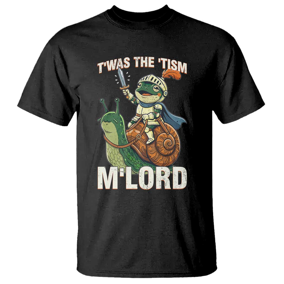 Funny Medieval Knight Frog Meme With Sword T Shirt Twas The Tism MLord TS12 Black Print Your Wear