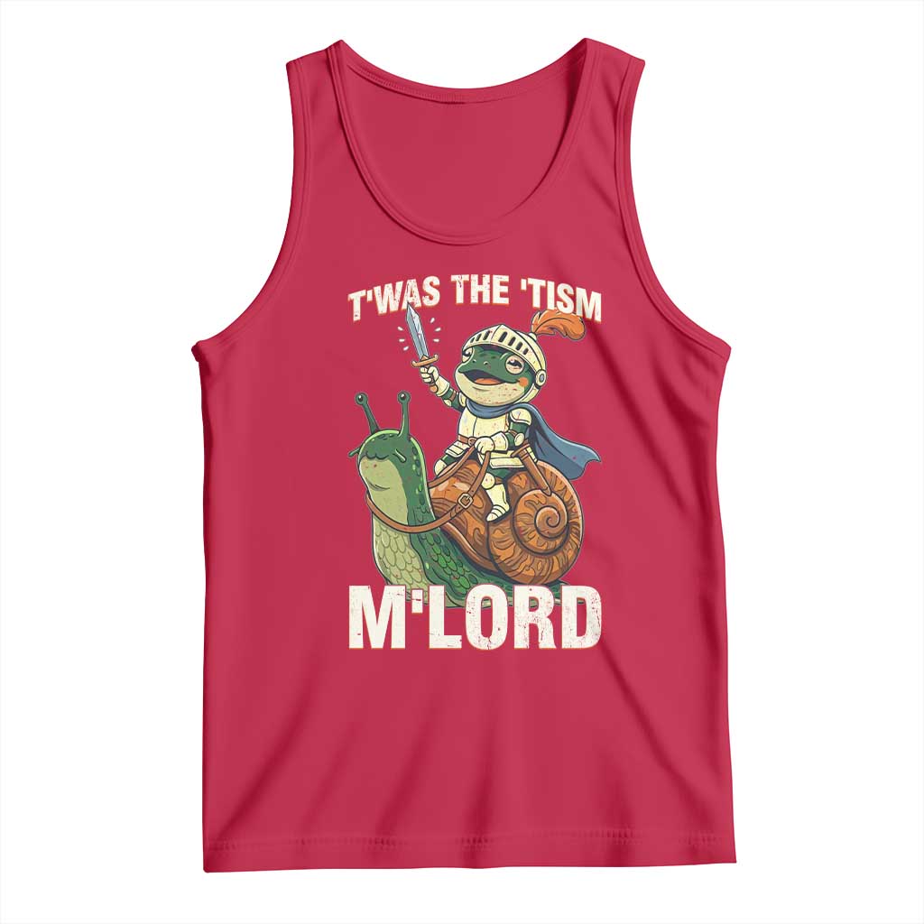Funny Medieval Knight Frog Meme With Sword Tank Top Twas The Tism MLord TS12 Red Print Your Wear