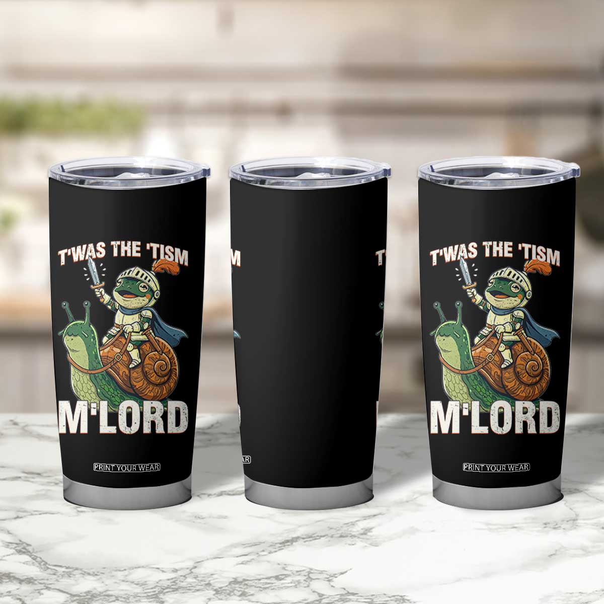 Funny Medieval Knight Frog Meme With Sword Tumbler Cup Twas The Tism MLord TS12 Print Your Wear