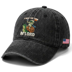 Funny Medieval Knight Frog Meme With Sword Washed Cotton Baseball Cap Twas The Tism MLord TS12 Print Your Wear