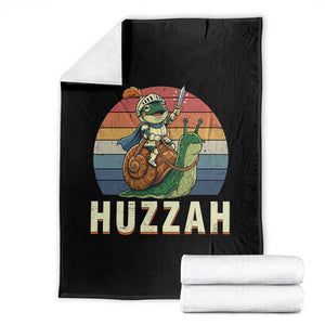Funny Huzzah Frog Meme Throw Blanket Medieval Knight With Sword Graphic TS12 Black Print Your Wear