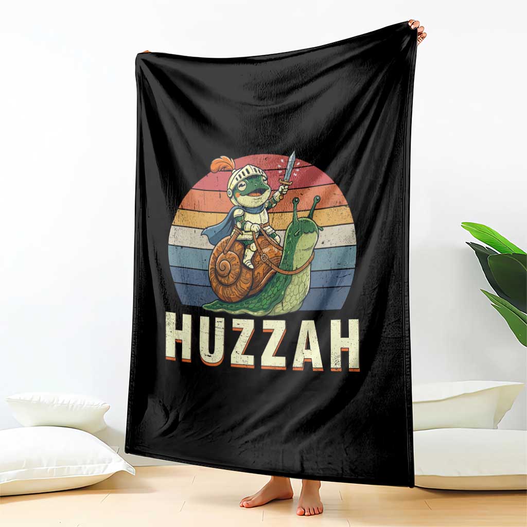 Funny Huzzah Frog Meme Throw Blanket Medieval Knight With Sword Graphic TS12 Print Your Wear